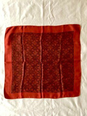VTG Liberty of London Silk Pocket Square | Red Medallion Print | Made in England
